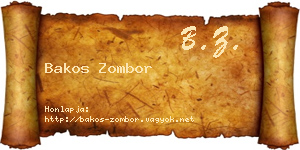 Bakos Zombor névjegykártya